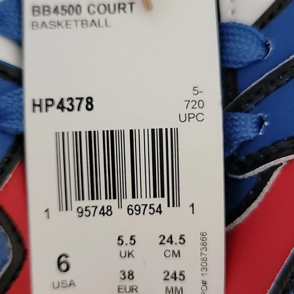 Size 6 Reebok BB4500 Court Sneakers Kids HP4378 Blue/red/black